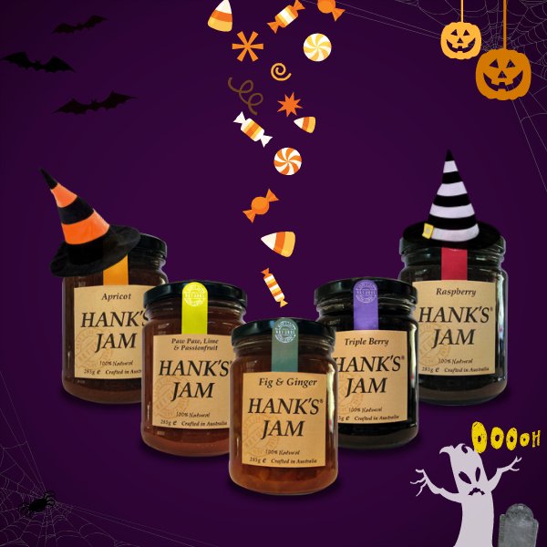 HanksJam's tweet photo. Trick or Treat? 
Happy Halloween!
#halloween #sydneyhalloween #sydneylocal #ausmade #bestjam #hanksjam #hanksfood #northernbeaches https://t.co/PXnSl1bIOH