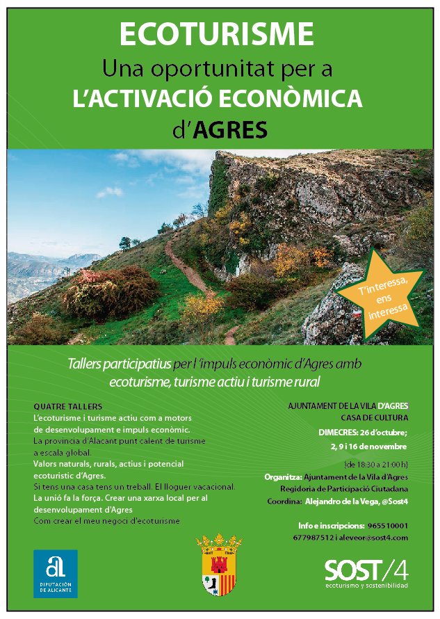 dipALCmAmbiente's tweet photo. Continuan los talleres pariticipativos sobre ecoturismo en Agres. Próxima jornada el 2 de nov. Adjuntamos cartel corregido. https://t.co/2OqcNIBPY7