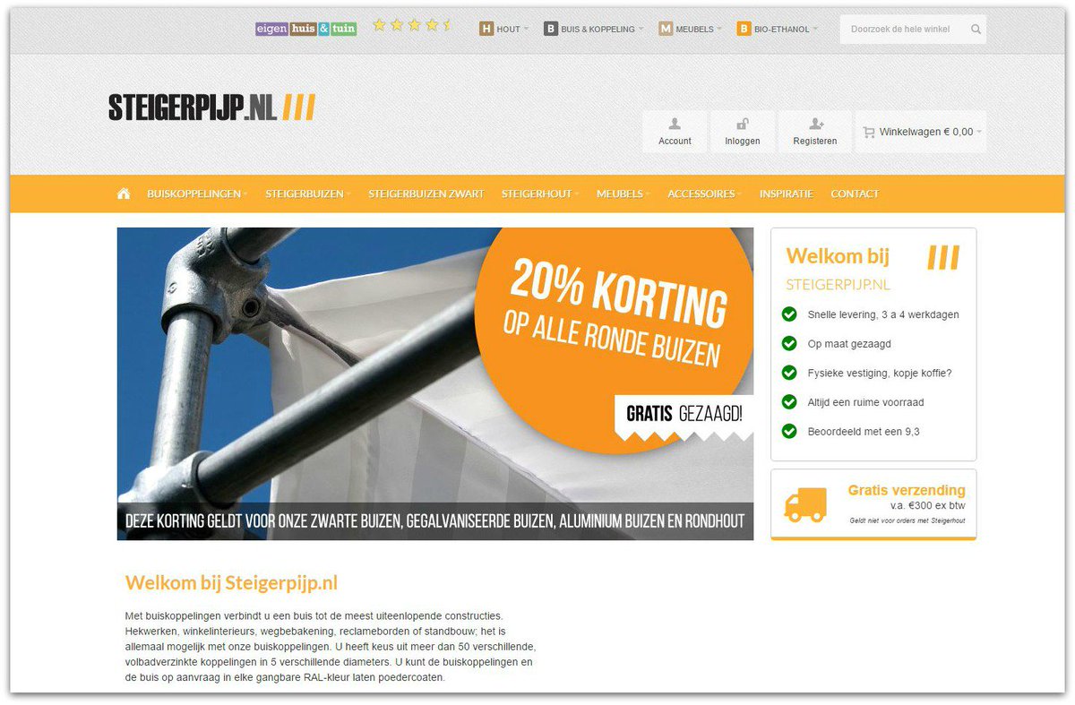 Steigerpijpnl's tweet photo. FEEST! Onze vernieuwde webshop is online :) Kom jij bij ons shoppen? Bestel nog steeds alle buizen met 20% korting!! https://t.co/omJYc1HPcQ https://t.co/yhuEYFiqTb