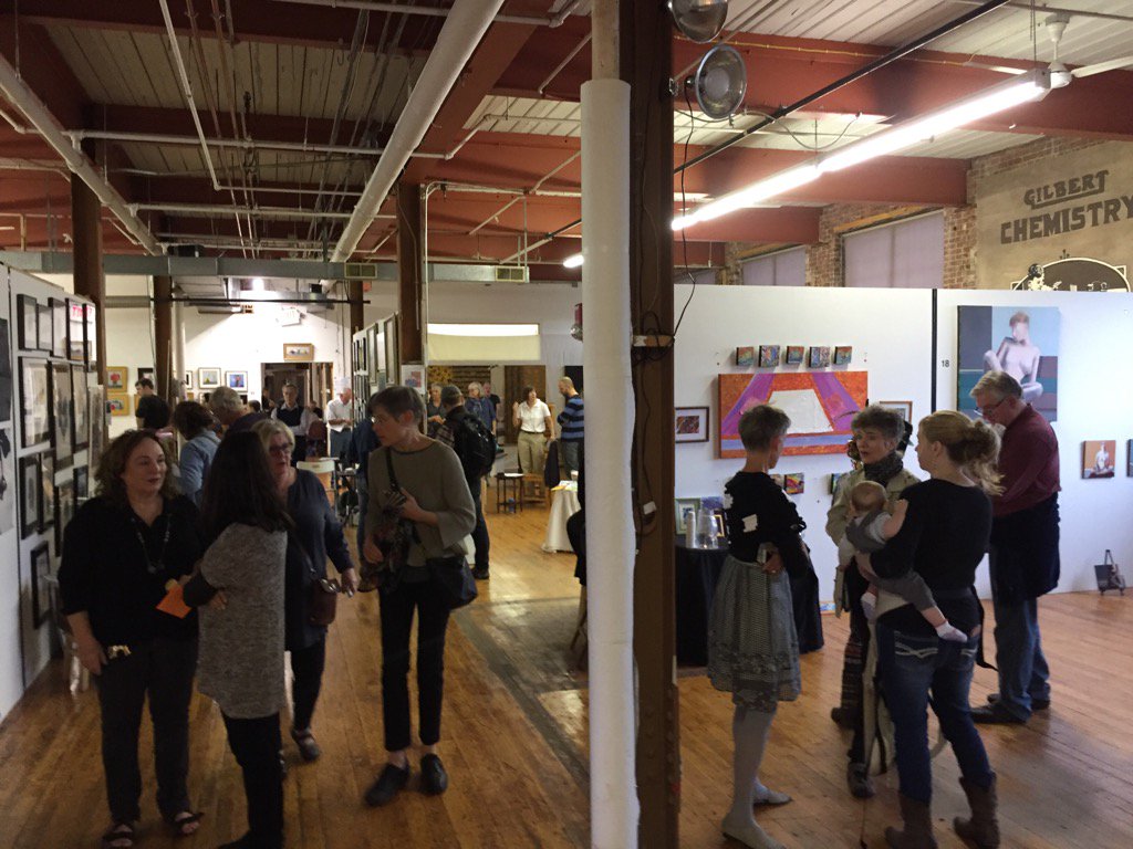 matthewnemerson's tweet photo. @ArtspaceNH #CWOS #nhv #gscia packed in a great crowd #erectorsquare on a rainy Sunday. So much to see on final day. https://t.co/Gtmma4X1RQ