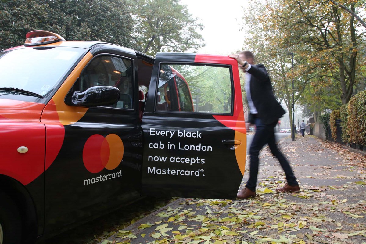 MastercardUKbiz's tweet photo. No cash? Pay for your ride with Mastercard. From today, all black cabs in London accept card and contactless payments. https://t.co/LTLmyyhcjB