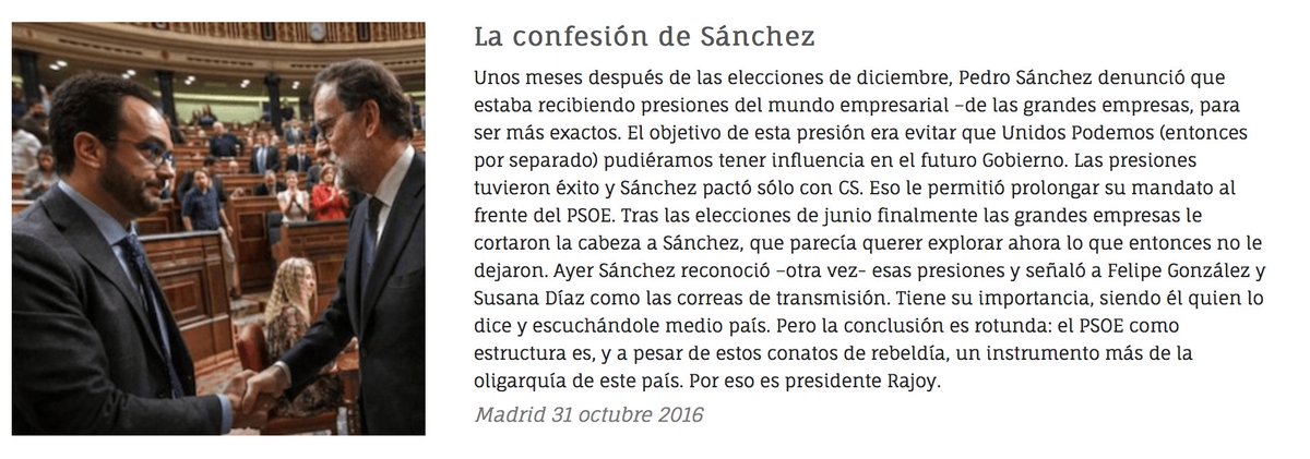 7Irema's tweet photo. "@agarzon: Ayer Sánchez no dijo nada nuevo, pero tiene su importancia siendo él quien es (era): https://t.co/LhcGdCon3r"