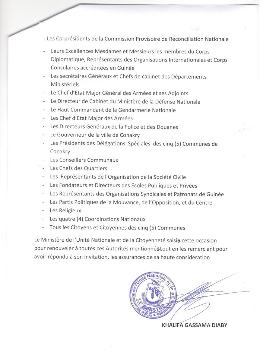 #Guinée:Lancement Semaine Nationale de la Citoyenneté et de la Paix #Senacip C 1erNov au Palais à10h.#GuineenModele