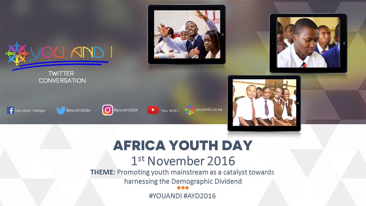 Less than 24hrs to go <a href="/youandI254/">You and I</a> 
<a href="/AUYouthProgram/">African Union Youth Program</a> in celebration of Africa Youth
Day #AYD2016
<a href="/KoinangeJeff/">Jeff Koinange, MBS</a>