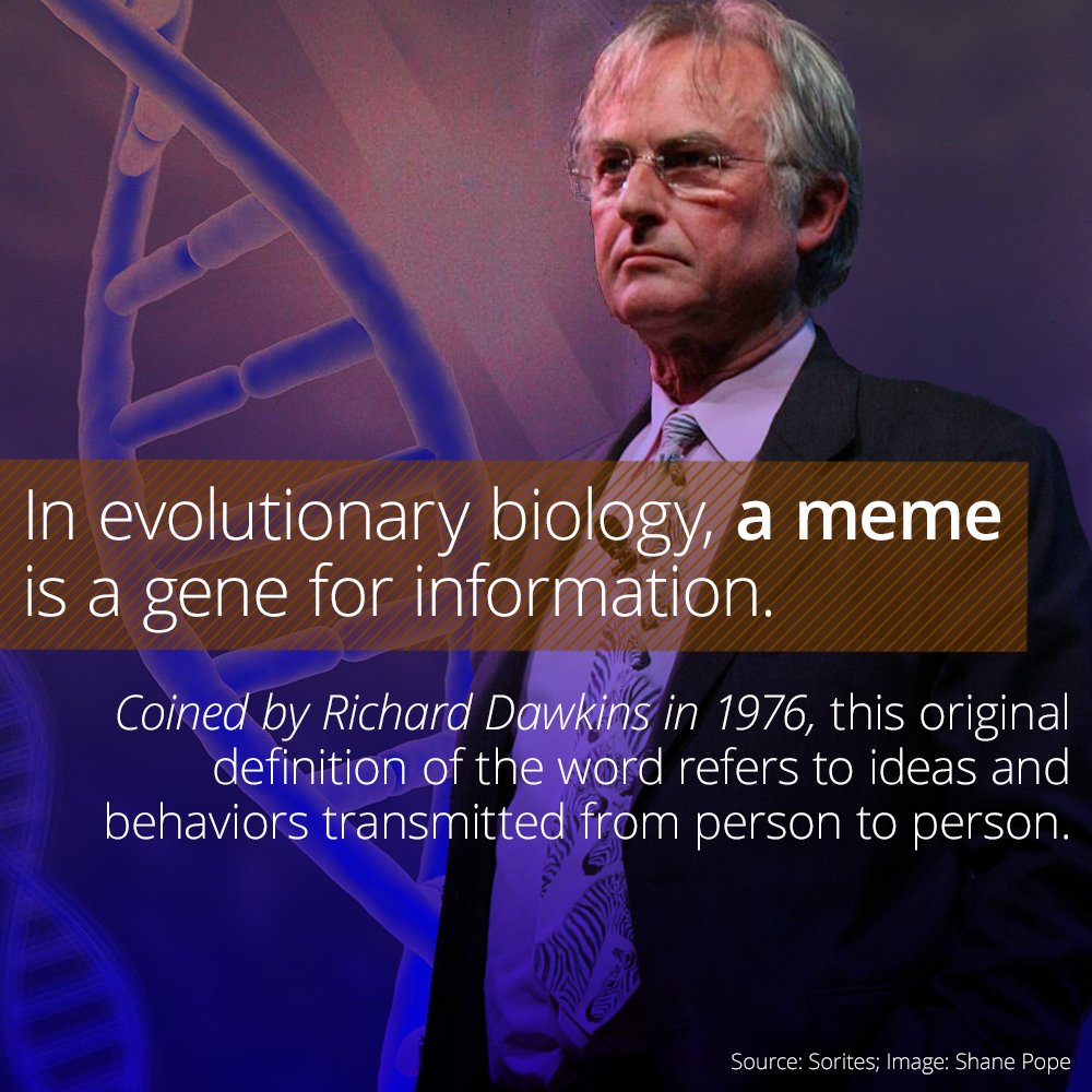 The word “meme” was coined in 1976 by @RichardDawkins. Hear its original  scientific definition: https://t.co/Ml5IP596Mc #meme