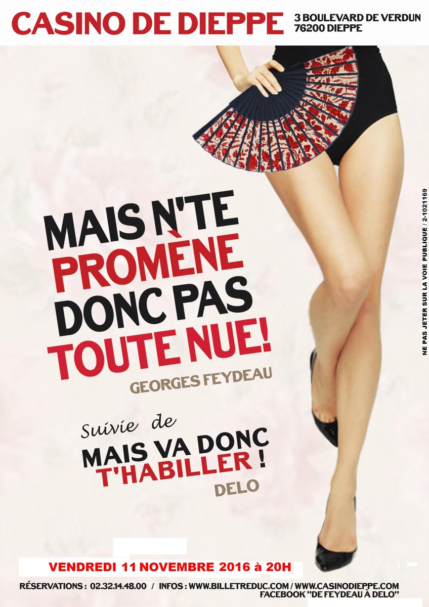 Sandrine_rp's tweet photo. RDV le vendredi 11 Novembre 2016 à 20h au .@Casinodedieppe 
#Dieppe #Normandie #theatre #vaudeville https://t.co/yotBiqqnyn