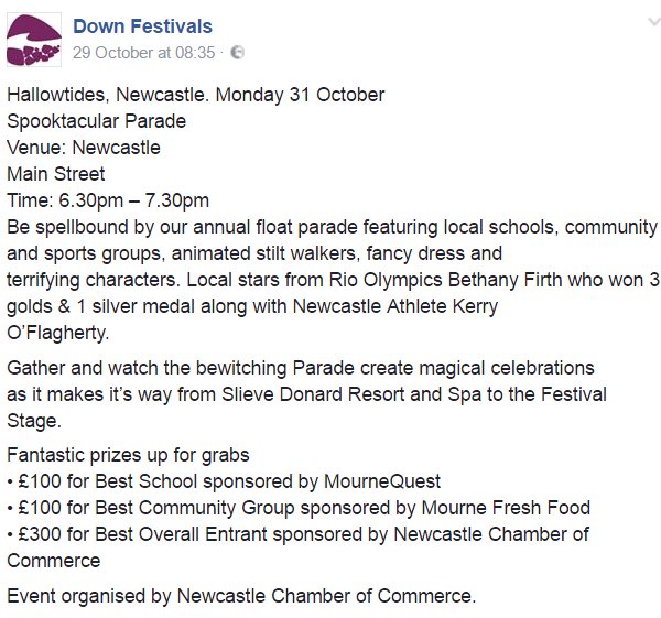 Lots going on in Newcastle today for #halloween - we serving great food and craic from 12pm today. Call in and say hello!