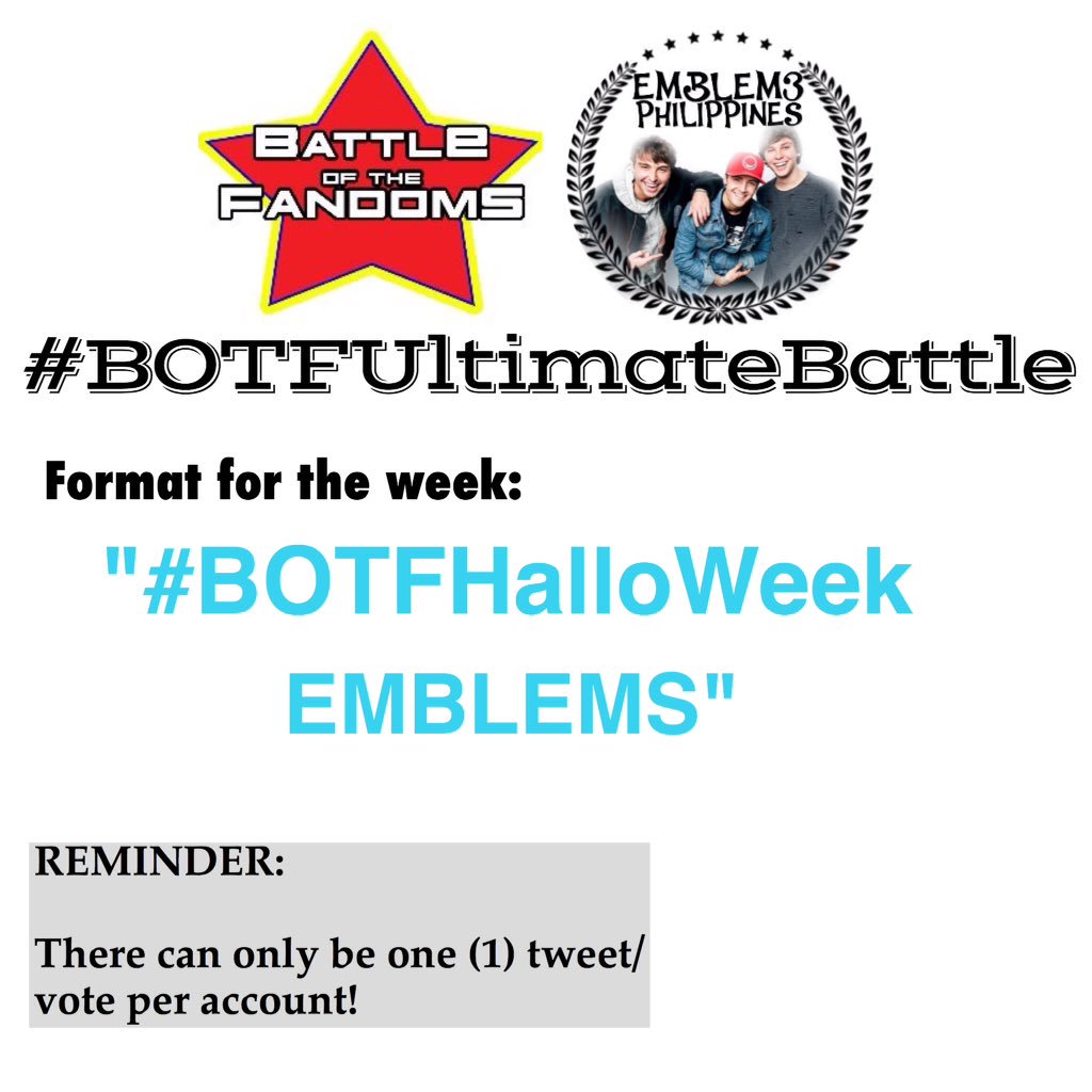 Emblem3Phil's tweet photo. Here is the format for the week! https://t.co/9i3Wjsa1TU
