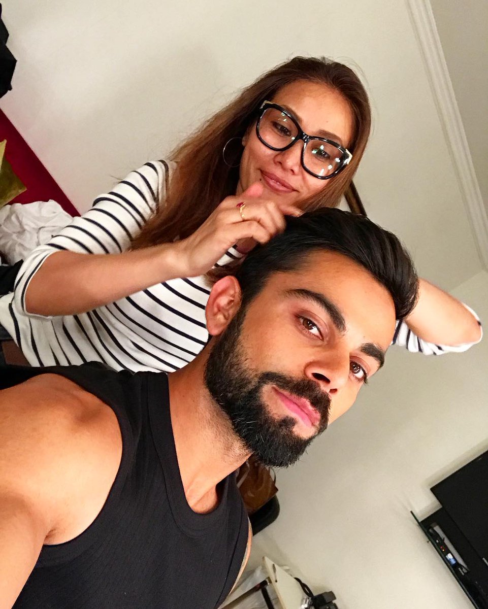 imVkohli's tweet photo. Finishing some work and helped by the styling master @apeni_george
Always fun to catch up with my squad at work 😎👌 https://t.co/wbWfX10s4p