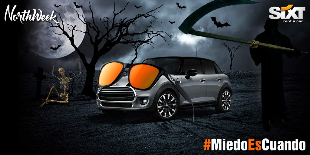 Northweek's tweet photo. Empieza el sorteo de unas gafas  + finde con un Coche de @sixtespana‼️

+RT Fijo + Follow
+ Menciona 3 amigos
+Escribenos con #MiedoEsCuando https://t.co/J2pSDBxHzv