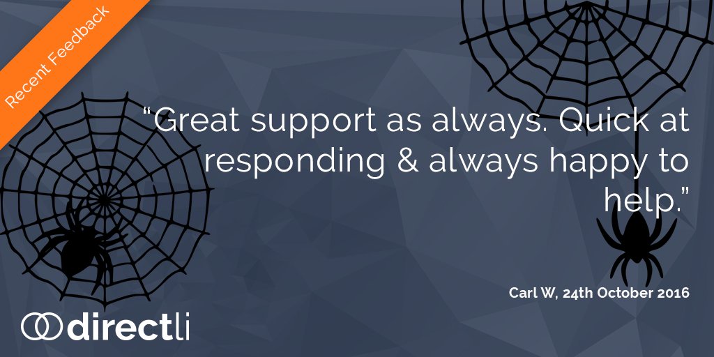 Directli's tweet photo. Thank you Carl for the spooktacular review! #directli #helpdesk #getpaid #halloween https://t.co/xQRZkuXmVp