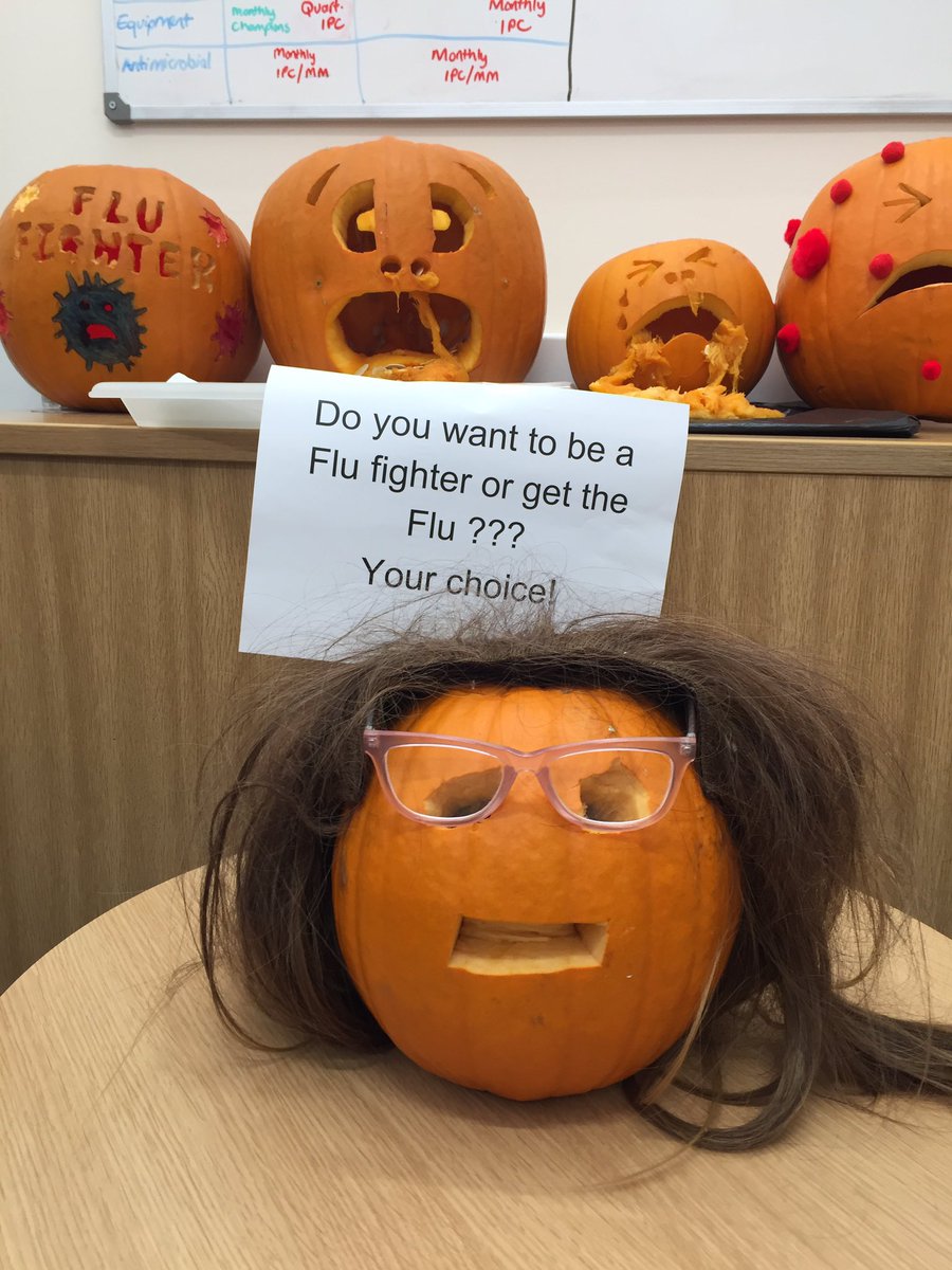 JoanneReynard's tweet photo. Protect Pat the #pumpkin be a #flufighter - don't be Spooked about the #flujab @LCH_IPC https://t.co/4t329Rj7BC