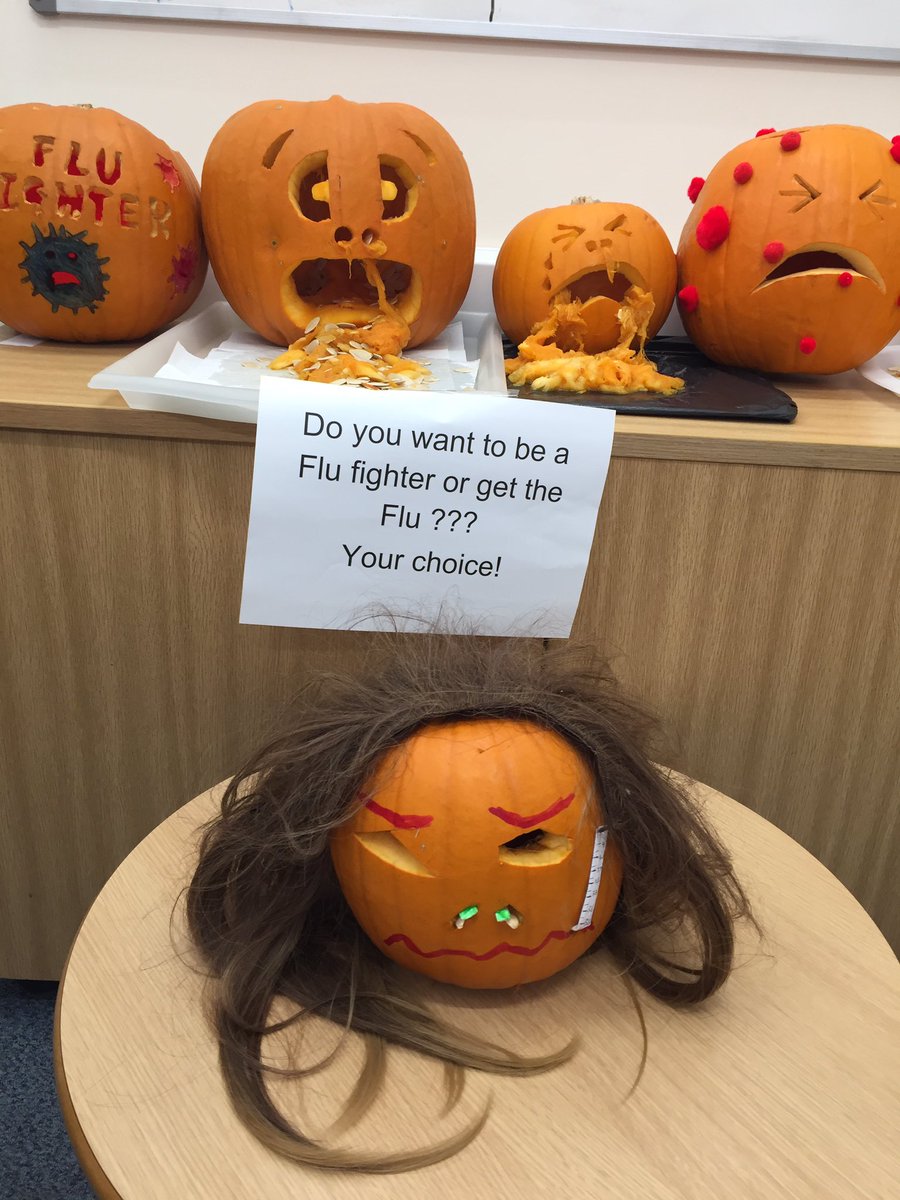 JoanneReynard's tweet photo. Protect Pat the #pumpkin be a #flufighter - don't be Spooked about the #flujab @LCH_IPC https://t.co/4t329Rj7BC