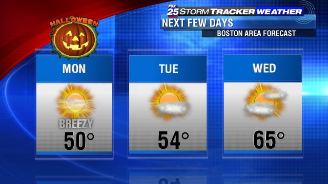 Jackets to go with the #Halloween costumes today!  Cool, turning bright &amp; breezy #fox25 #Boston #weather
