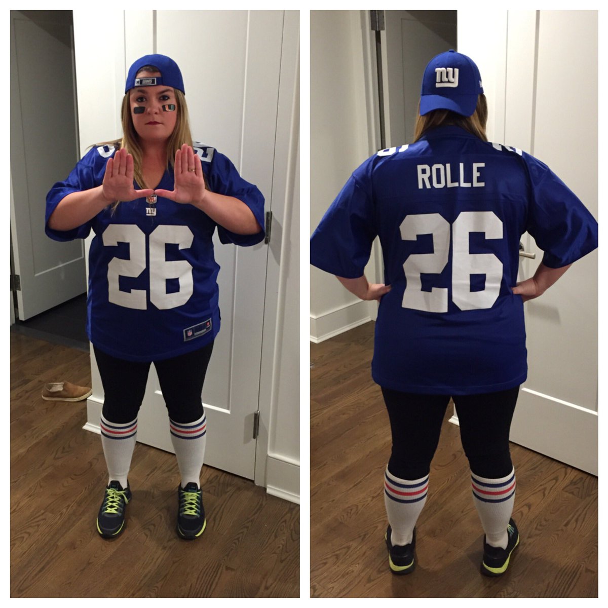 La_Shaw's tweet photo. Last minute outfit for the Halloween festivities this weekend. Naturally I went as my favorite football player @antrelrolle26 🙌🏽 https://t.co/9R85pEBjTo
