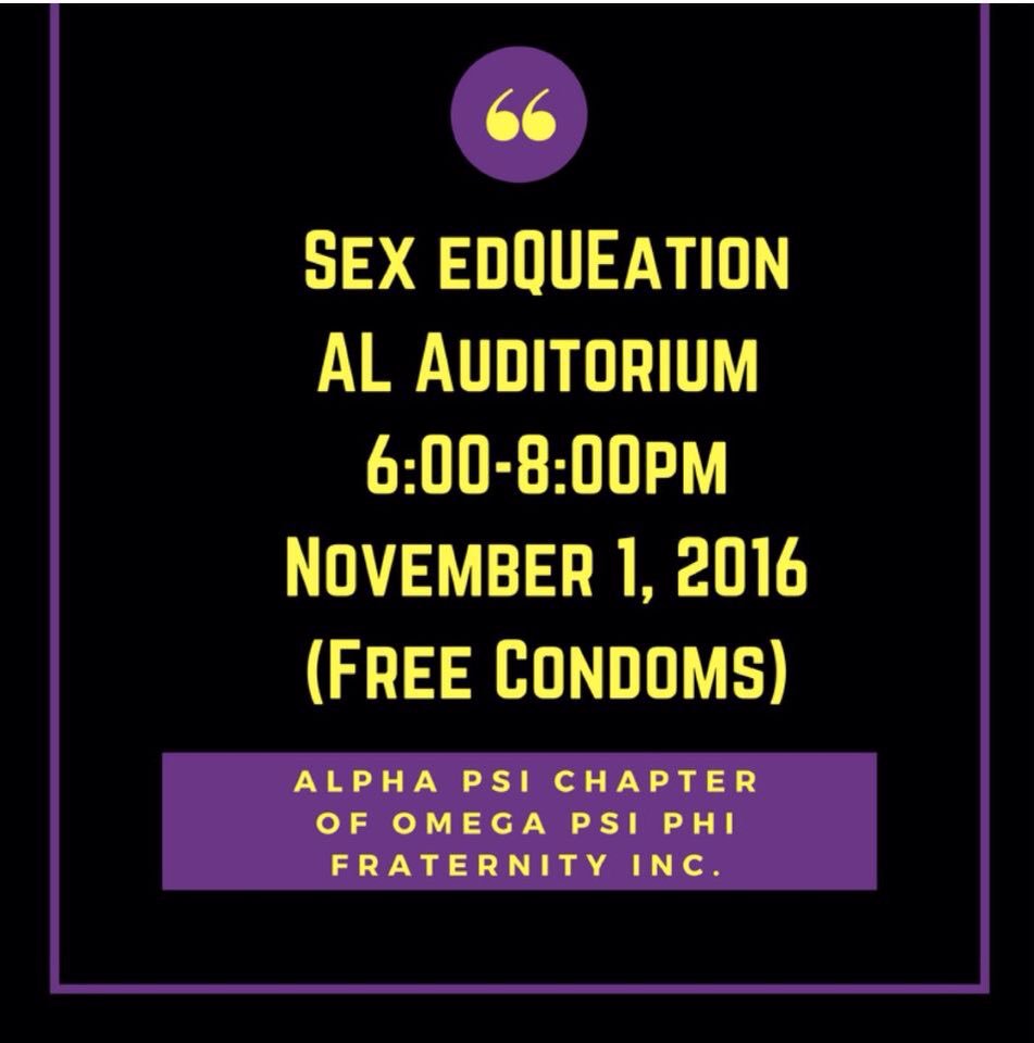Come owt tomorrow and get educated on SEX! The Bruhz putting on something ya need to know about