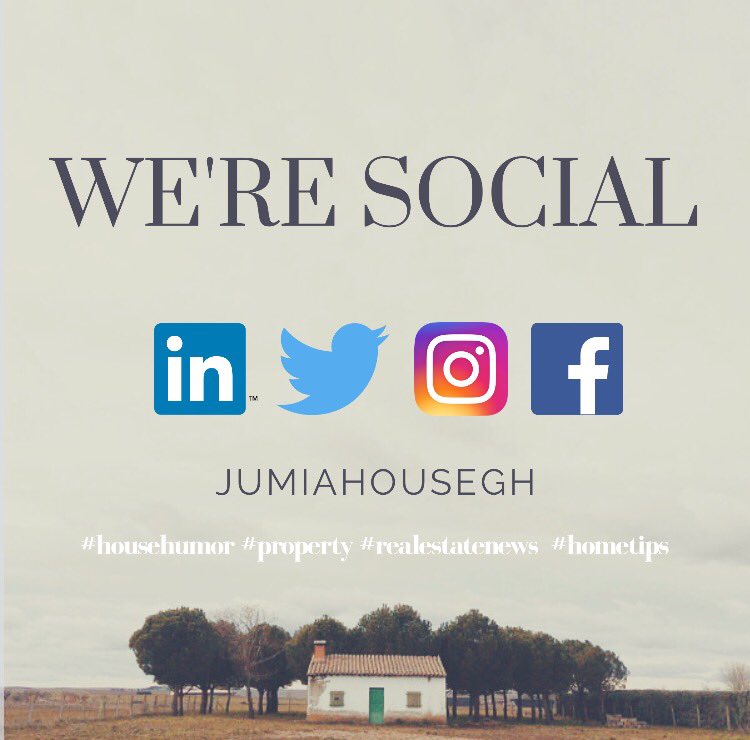 JumiaHouseGH's tweet photo. Connect with us on our other #socialmedia accounts. #property #propertyrental #propertysale #househumor #realestate #realestateinghana https://t.co/dsr2v8DFLZ