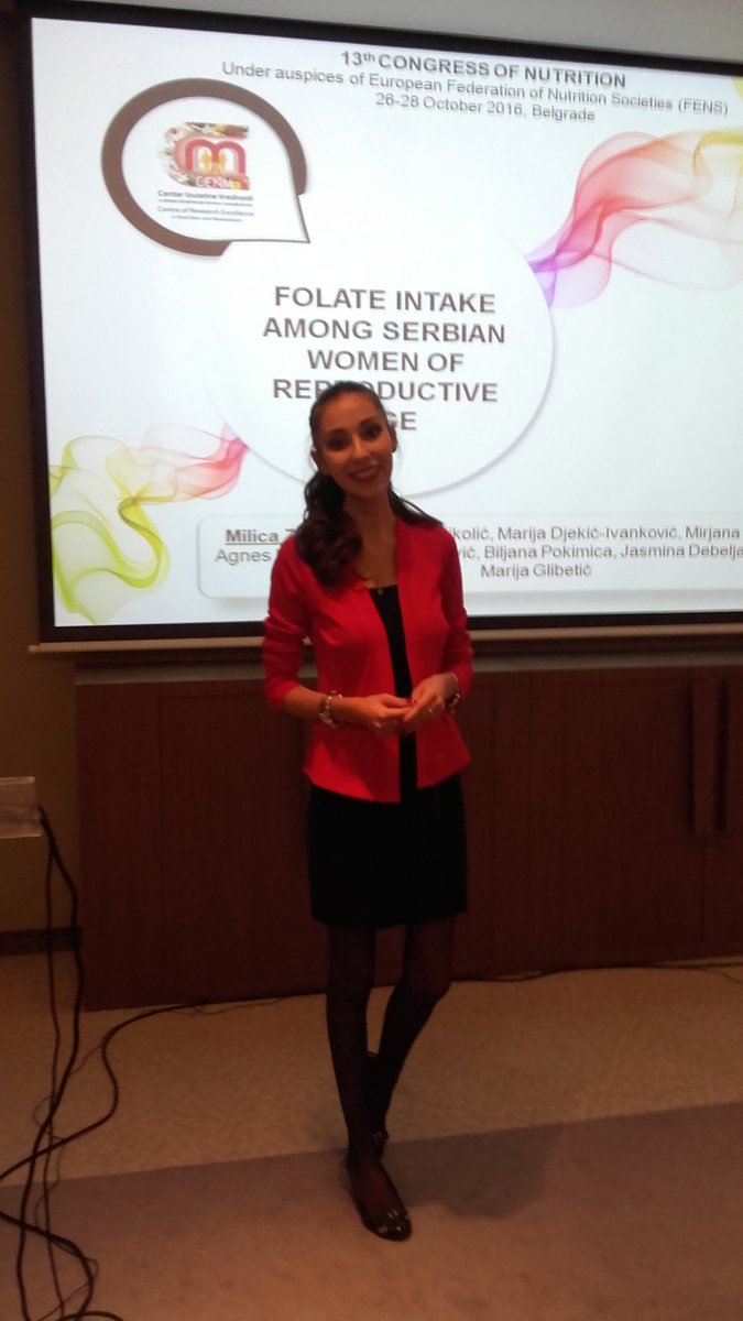 NutritionSerbia's tweet photo. Another presentation from our team, Milica Zekovic on critical #folate dietary intake in #Serbian women #CONU2016 #FENS #CENM https://t.co/oBlIdHpLAq