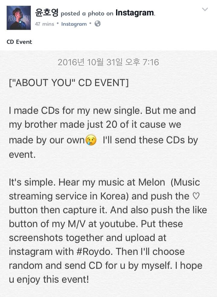 tkl_cessa's tweet image. #ROYDO @RoydoMusic will be giving away only 20 CDs for #AboutYou the mechanics are below. Good luck!

(Should I join?! ;~;)