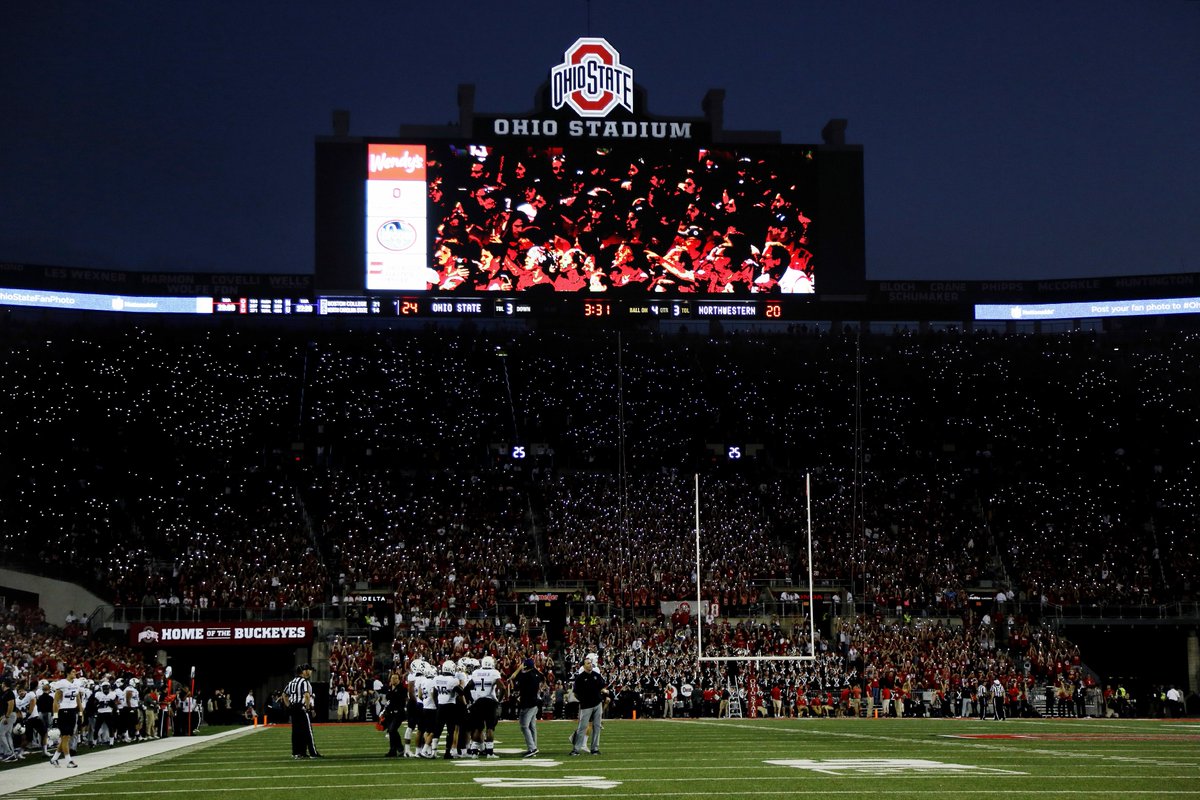 CoachUrbanMeyer's tweet photo. Primetime game under the lights in The Horseshoe this Saturday! Buckeye Nation we need you there early and LOUD!! https://t.co/WRhIGW21QH