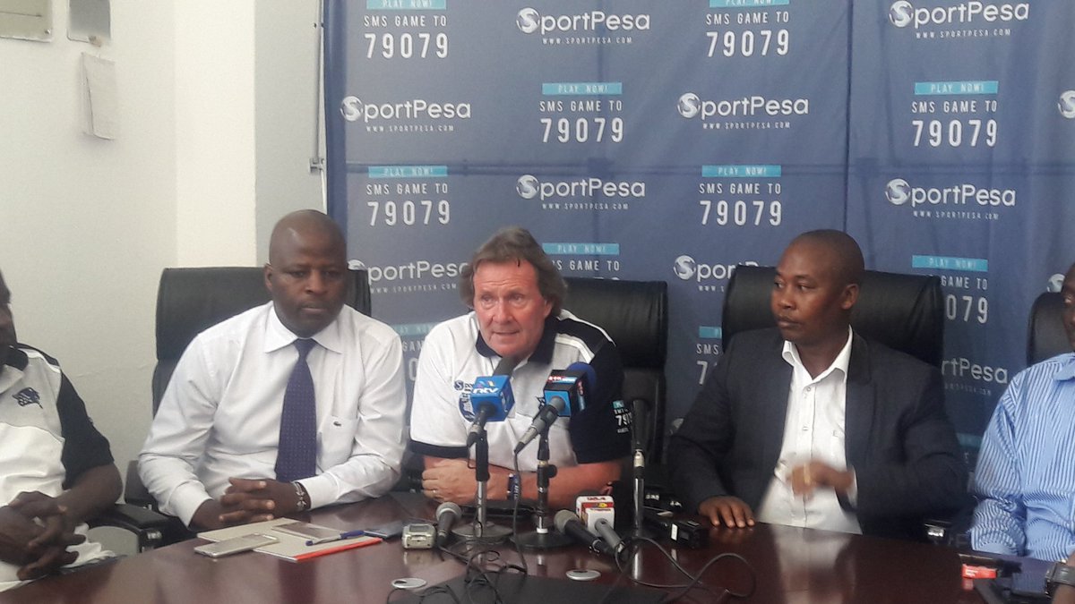 IngwePulse's tweet photo. Stewart Hall has been officially unveiled as the headcoach of @AFCLeopards . He says he here to resurrect a sleeping giant. #IngwePulse https://t.co/tjL5jsM1gm
