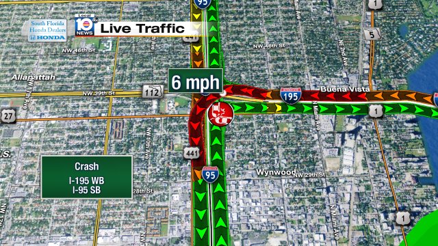 Crash on I-195 WB at I-95 #traffic https://t.co/u6fNvL1fPP