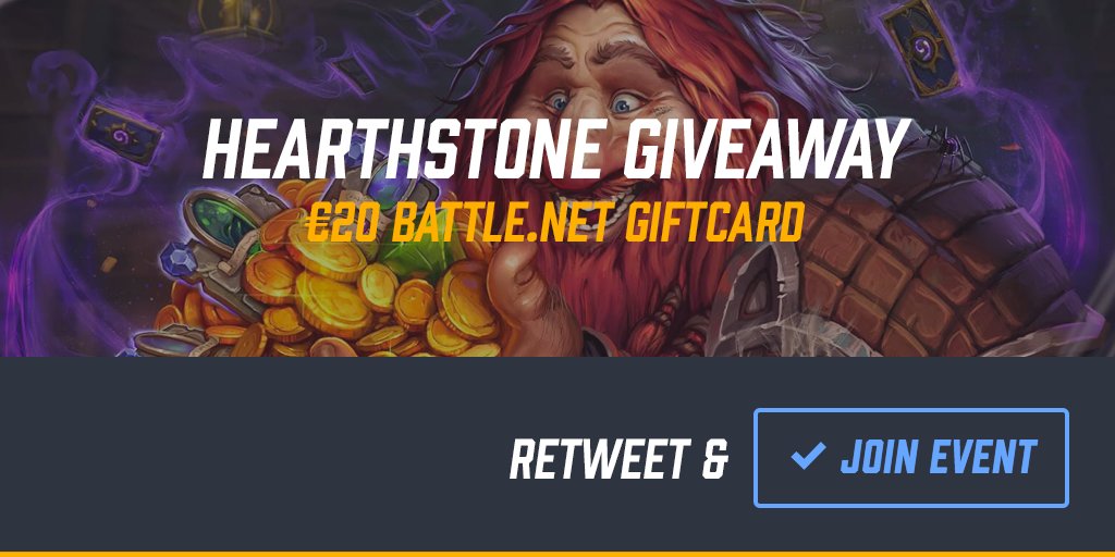 #Hearthstone GIVEAWAY - To Enter: Retweet &amp; Hit 'Join Event' on ow.ly/hbiM305GEI2 for the chance to win a €20 #Hearthstone Giftcard.