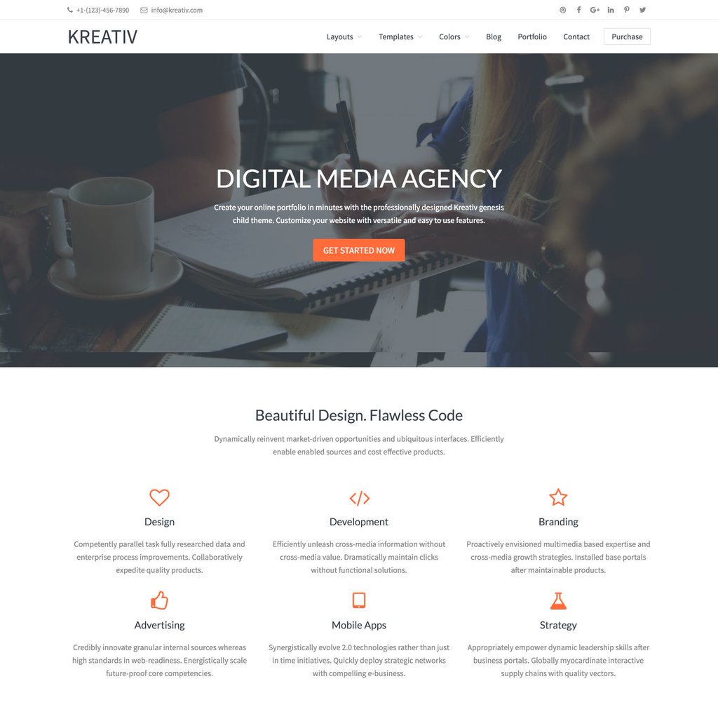 Theme_Square's tweet image. Kreativ #genesiswp child theme #Halloween sale is on! Use coupon HALLOWEEN to get 50% off. themesquare.com/themes/kreativ/