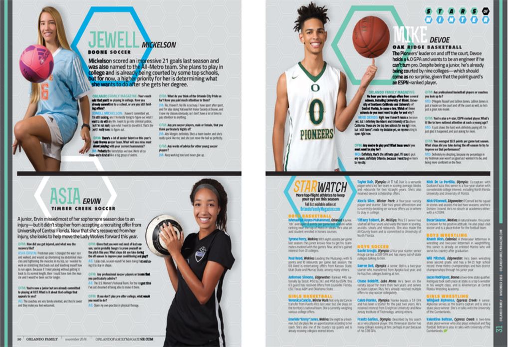 OCPSnews's tweet photo. Fabulous spread on 11 of our student-athletes in Nov. @Orlando_Family. Read the whole article here: https://t.co/FitCuCk73k #OCPSRivalryLove https://t.co/kBbuBG89W9