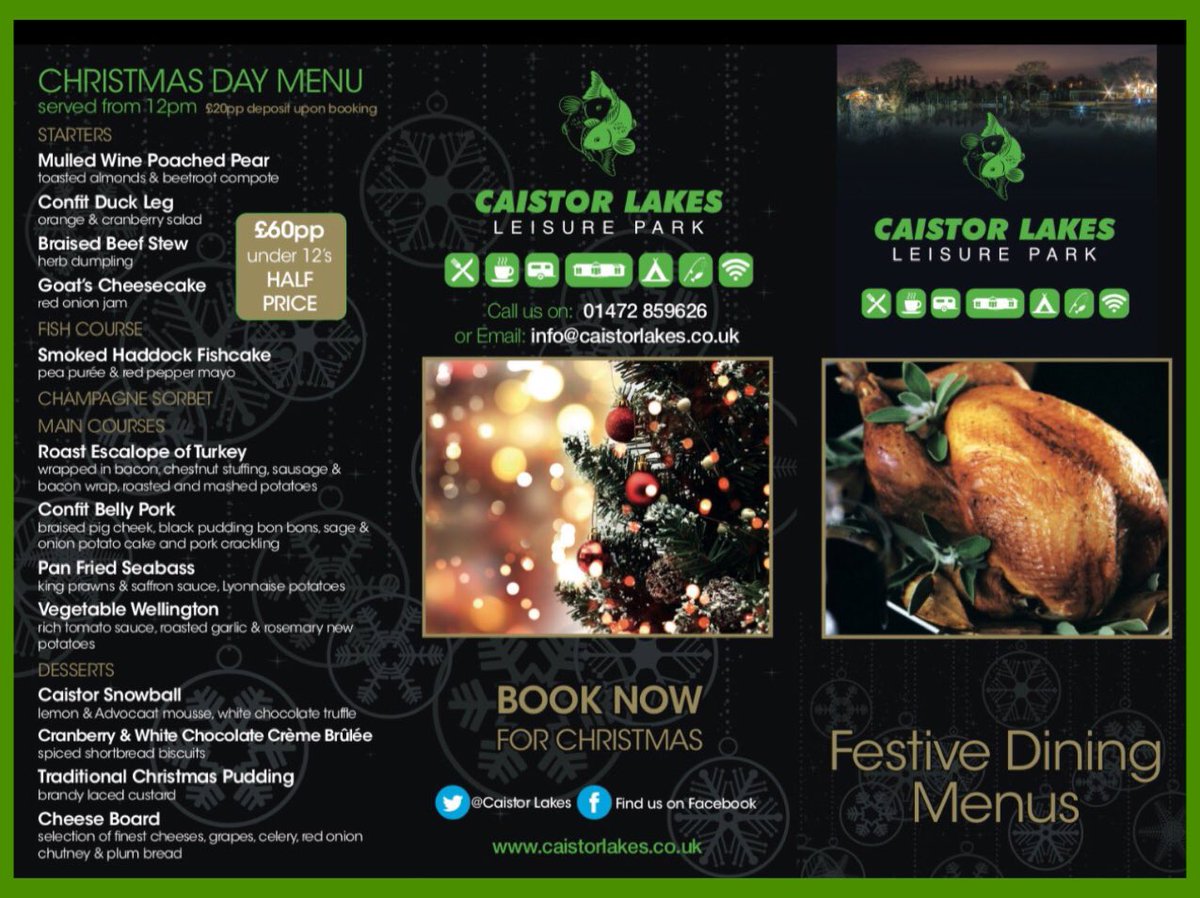 CaistorLakeCvan's tweet photo. Book for #Christmas Dinner &amp; pitch your caravan for free. Visit our website for more details &amp; call to book.
#caravanning #visitlincolnshire https://t.co/shNsD0XzFZ