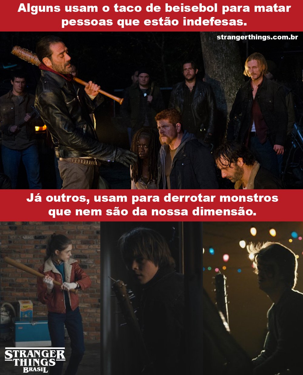 Stranger Things Brasil on X: Alguns usam o taco de beisebol para matar  pessoas que estão indefesas. Já outros, usam para derrotar monstros que nem  são da nossa dimensão.  / X