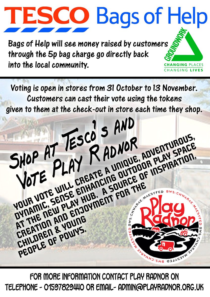 ThePlayHub's tweet photo. Tesco bags of help voting begins today, check out the exciting changes we're going to make with your vote #makeyourvotecount #BagsofHelp https://t.co/YGICiQeQxd