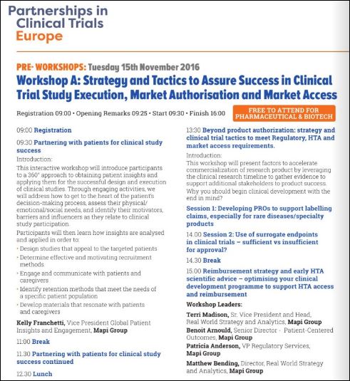 MapiGroup's tweet photo. Join @MapiGroup's Patient Insights & Engagement Experts for Featured Presentations @ #PCTVienna #PCTEurope NOV15: https://t.co/mxc2gBcE9U https://t.co/bLYmGlUPsK