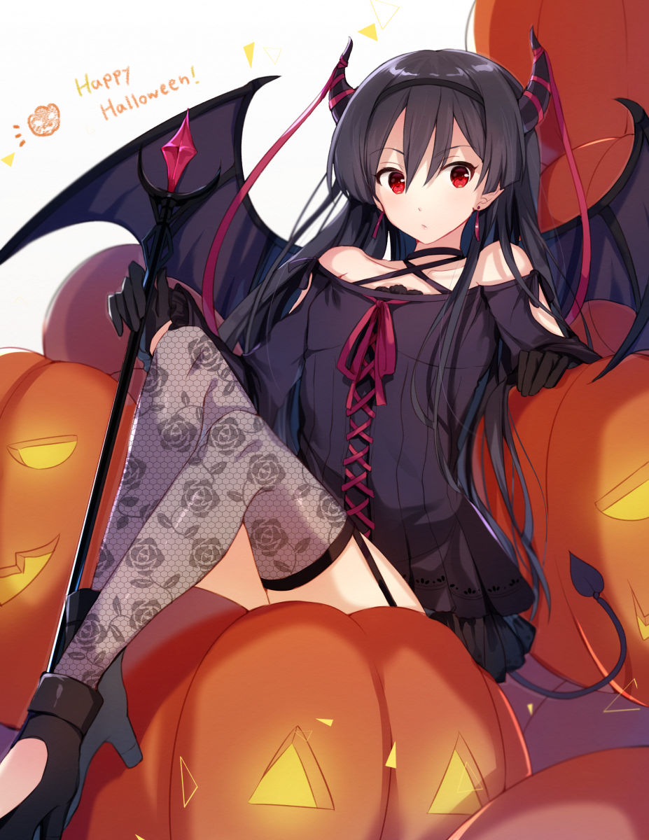 「先程投稿しました!オリジナルでおばけかぼちゃと悪魔ちゃん
Happy Hallo」|柊蒼恋｜FANBOX開設のイラスト