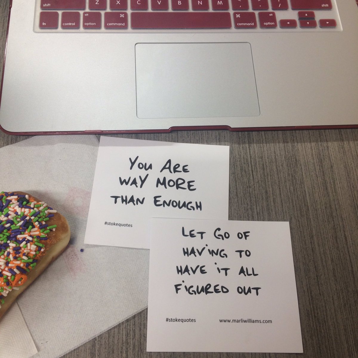 Em_Stangel's tweet photo. Starting off my morning with a Halloween donut, #stokequotes and studying. Thanks @marli_williams and #44AEE ! https://t.co/b0pQdUO7gz