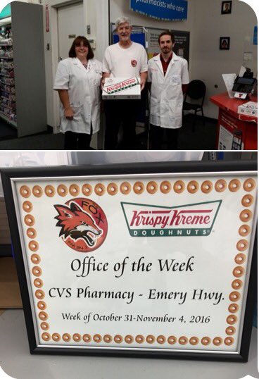 CalynCVS's tweet photo. Congrats to the Rx team at 3774 in Macon, Ga!  They won office of the week from Krispy Kreme &amp; 94.7. What a way to kick off a Monday!!! https://t.co/l132jaeoqo