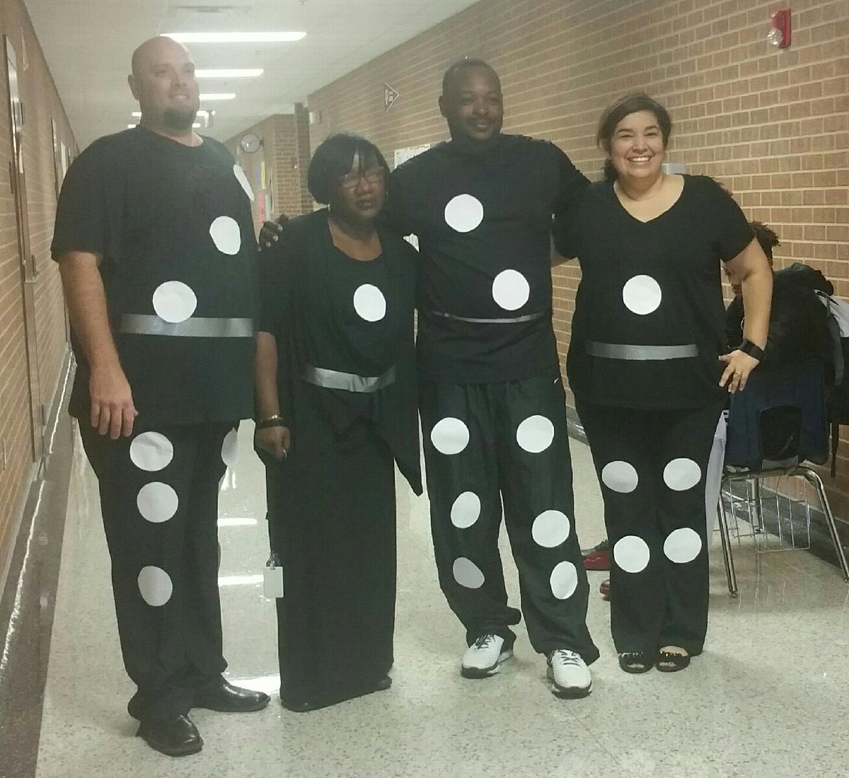 TimberviewHigh's tweet photo. How about our @TimberviewAVID teachers?! #TimberBoo #dominoes #bones https://t.co/3J3G8bprbE