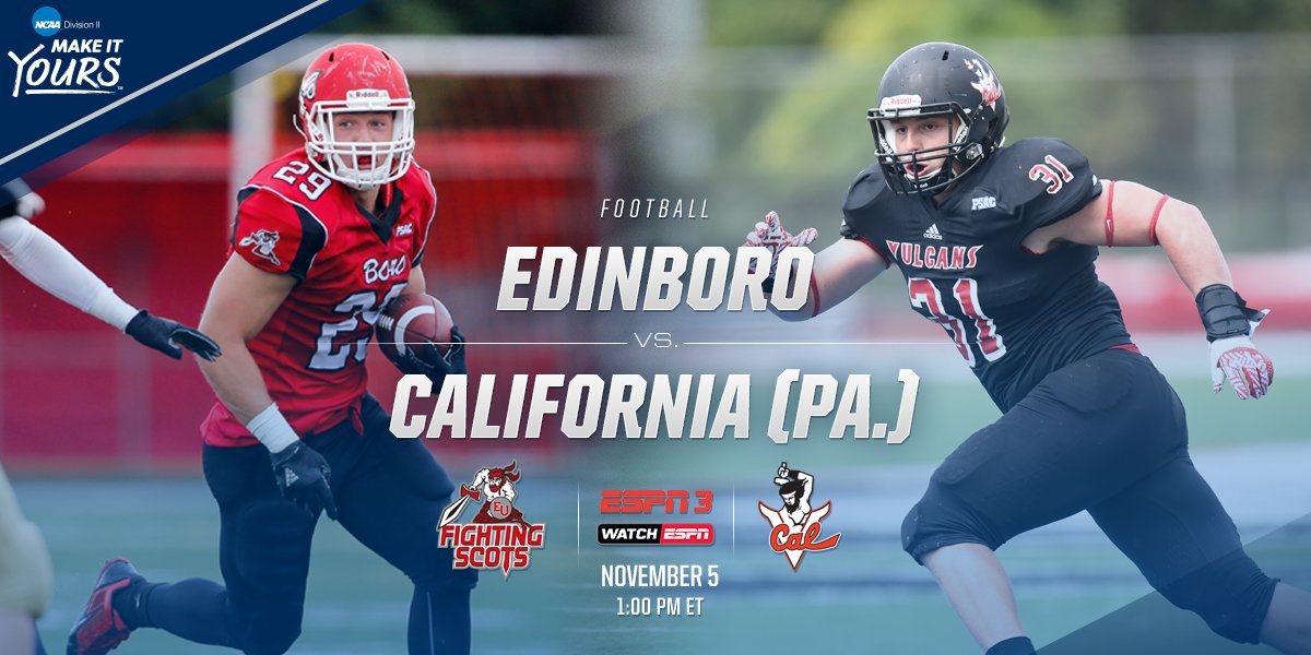 BREAKING: One more flex game announced! <a href="/BoroAthletics/">Edinboro Athletics</a>-<a href="/calvulcans/">California (PA) Vulcan Athletics</a> will face off in the #NCAAD2 Football Showcase on @ESPN3 and #WatchESPN.