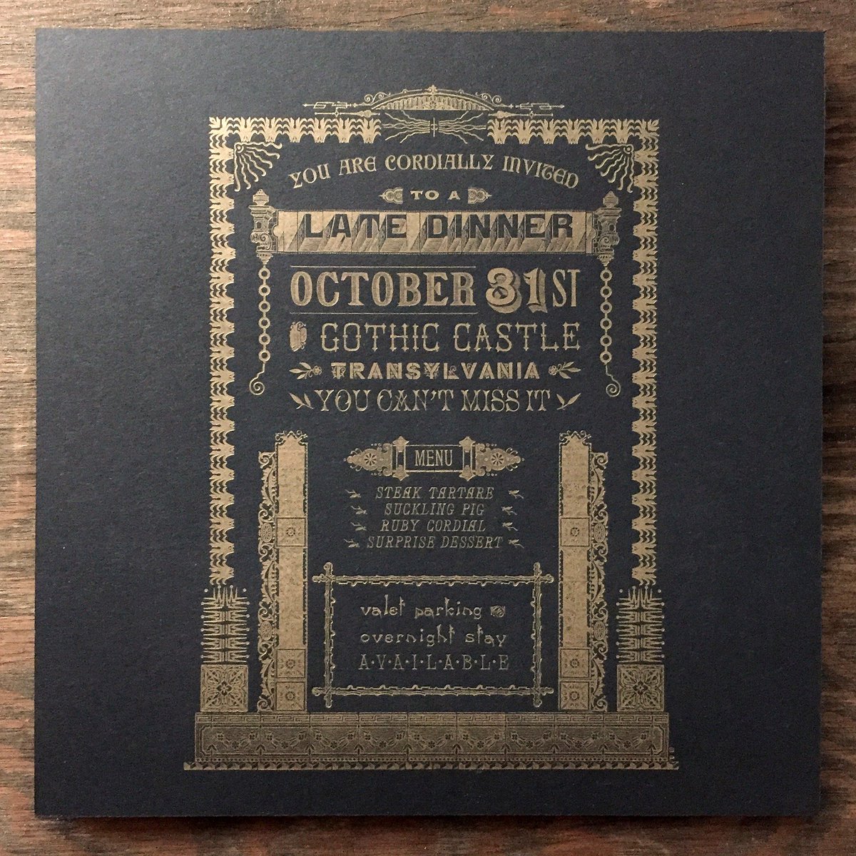 extensis's tweet photo. Happy #Halloween! Today's special edition #Fontspiration comes courtesy of Starshaped Press: gorgeous #letterpress invites to Transylvania. https://t.co/vv0zDXgFIn