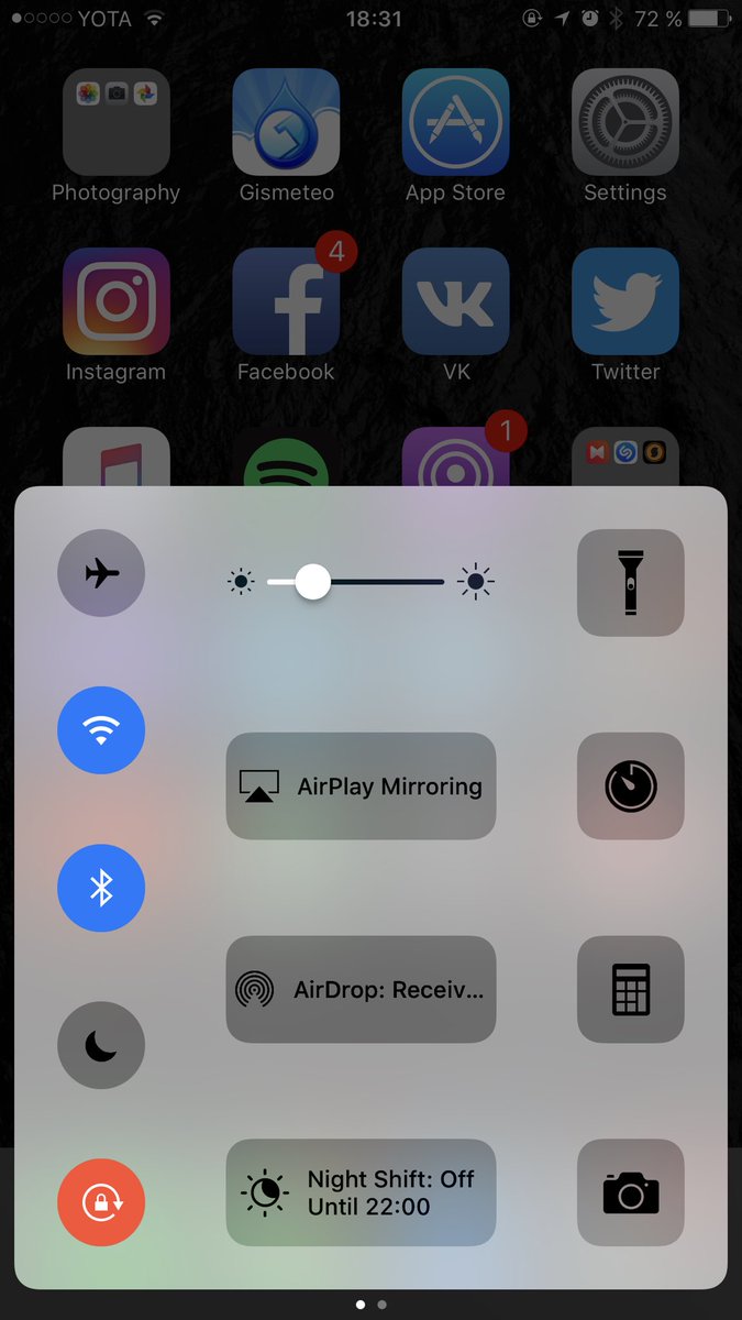 kostya_sokolov's tweet image. Control center здорового и захворавшего Джони

#ios10bugs