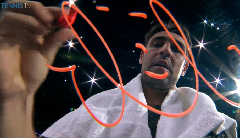 TennisTV's tweet photo. Despite a second-set comeback from #PHM, @marcosbaghdatis is into @bnppmasters R2 (and speaking to crowd in French!) https://t.co/kRsZ9udpkC https://t.co/fxf61SlRWy