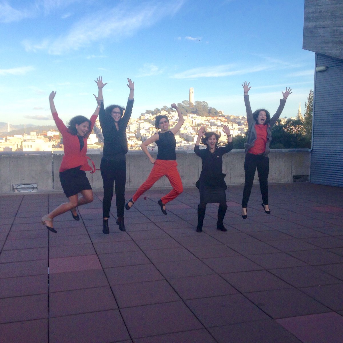 EquityxDesign's tweet photo. Jump up with #EQxDM3 Core Team (L to R) @liaspcly @j_mandell @RosaSheng @SaskiaDvD @peezje (Thanks @Karenewilliams3 for taking this) https://t.co/t9i9PRLuAG