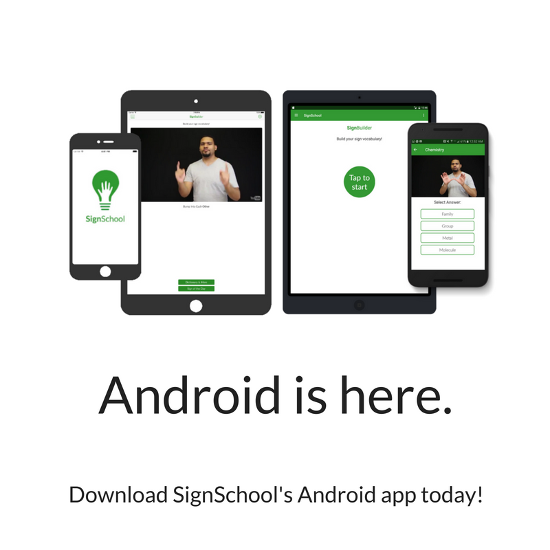 SignSchoolASL's tweet photo. Download our NEW Android app beta: https://t.co/6L21psfjJN

Don't have an Android? Download our iOS app beta here: https://t.co/xsEitVMIu2 https://t.co/jsNw1y9HVZ