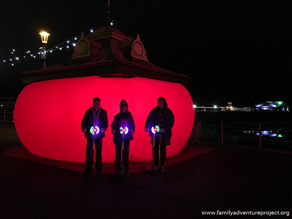 familyonabike's tweet photo. Scooting the light fantastic in Blackpool #Lightpool2016. Definitely worth a #halfterm vist https://t.co/PmBKjUwYjk https://t.co/Cu8E1zg90s