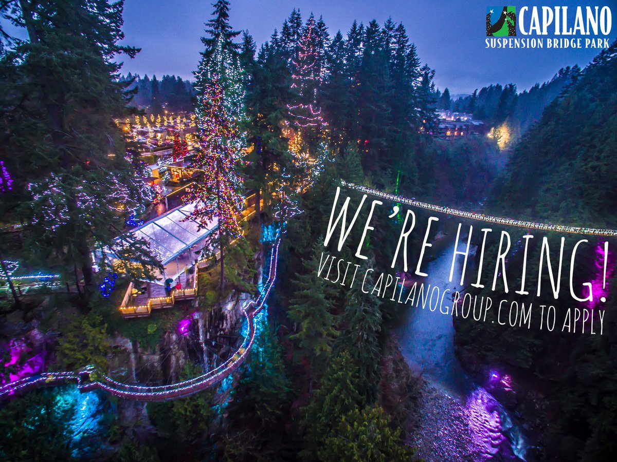CapilanoGroup's tweet photo. join the @capsuspbridge #CanyonLights team! available positions CLICK HERE: https://t.co/fB6JS9Mcok #vancouver #northvan #yvr https://t.co/yyZo6cSs4L
