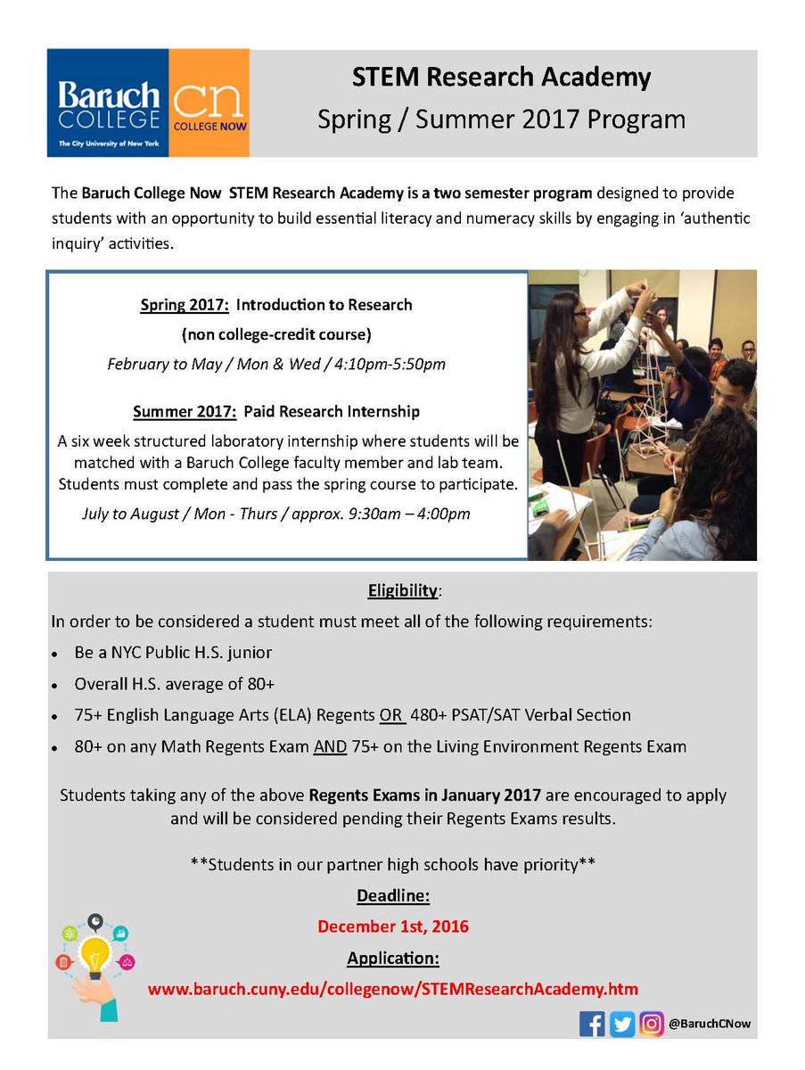 BaruchCNow's tweet photo. Hey @nestmpta check out our free spring programs. @NESTmK12 students receive priority when applying. #PartnerHighSchool #BaruchCollegeNow https://t.co/tKFyeW4JK0