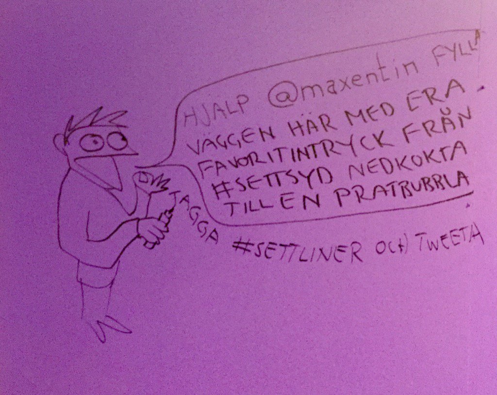 maxentin's tweet photo. En lila vägg för #settliner också, den är ännu större och återfinns i loungen på #settsyd https://t.co/RVAZYlDzo0