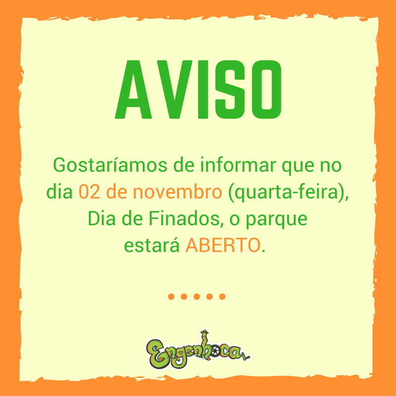 EngenhocaParque's tweet photo. Estaremos funcionando normalmente nesta quarta-feira. 😊 https://t.co/PDirVkqoHw