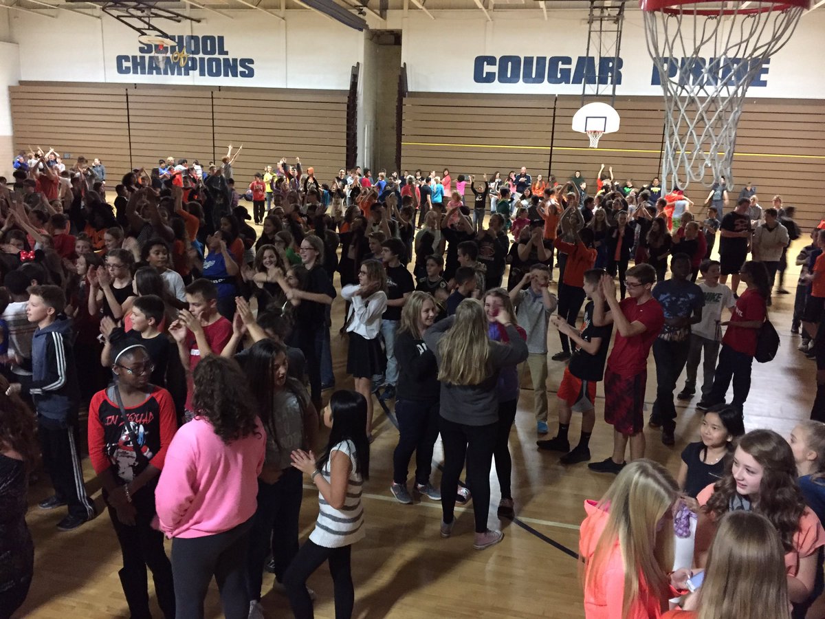 CraigCassadyFG's tweet photo. Look at all the students who qualified for the PBIS reward dance! Way to be Respectful, Responsible, and Safe Cougars! #1PHASD https://t.co/AWwfIFD0ru