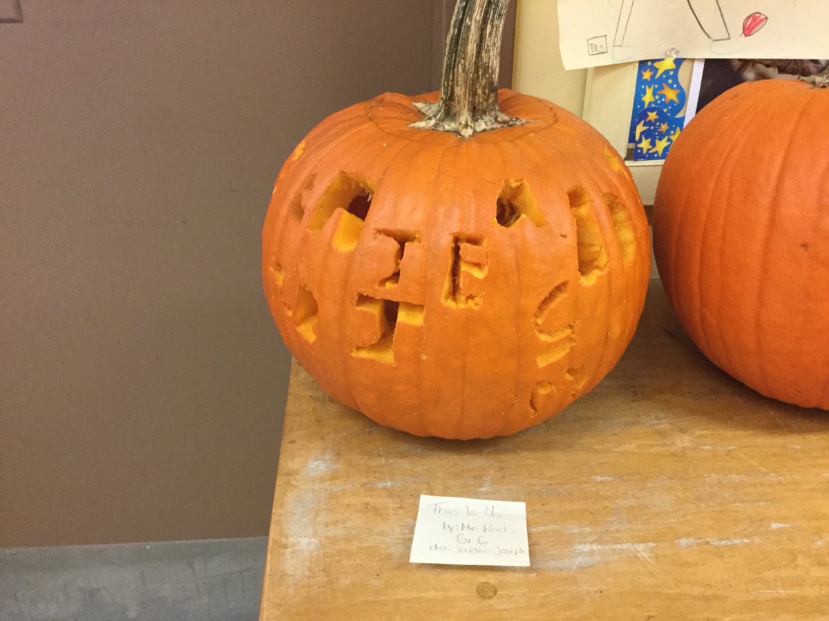 MrsReidsGr6's tweet photo. Class pumpkin! They each carved their initial! Everyone got a chance to carve and there was no fighting! #teacherwin #bestyearever https://t.co/xL5eGvkAS3